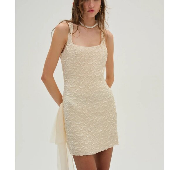 NWT FOR LOVE AND LEMONS FROSTED ORGANZA MINI DRESS IN CREAM SIZE S